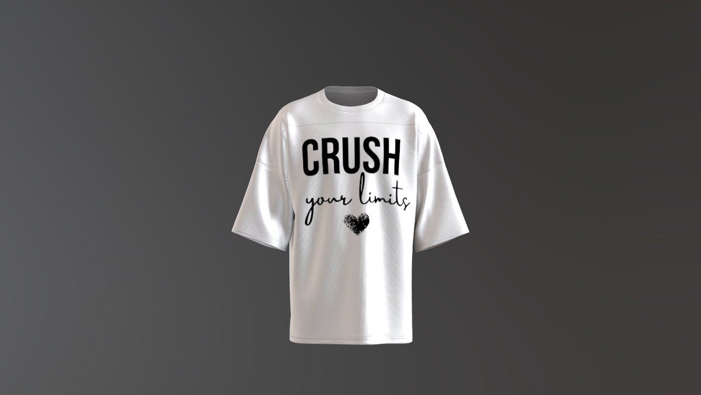 Men’s Crush white oversized t‑shirt with bold graphic print and relaxed fit