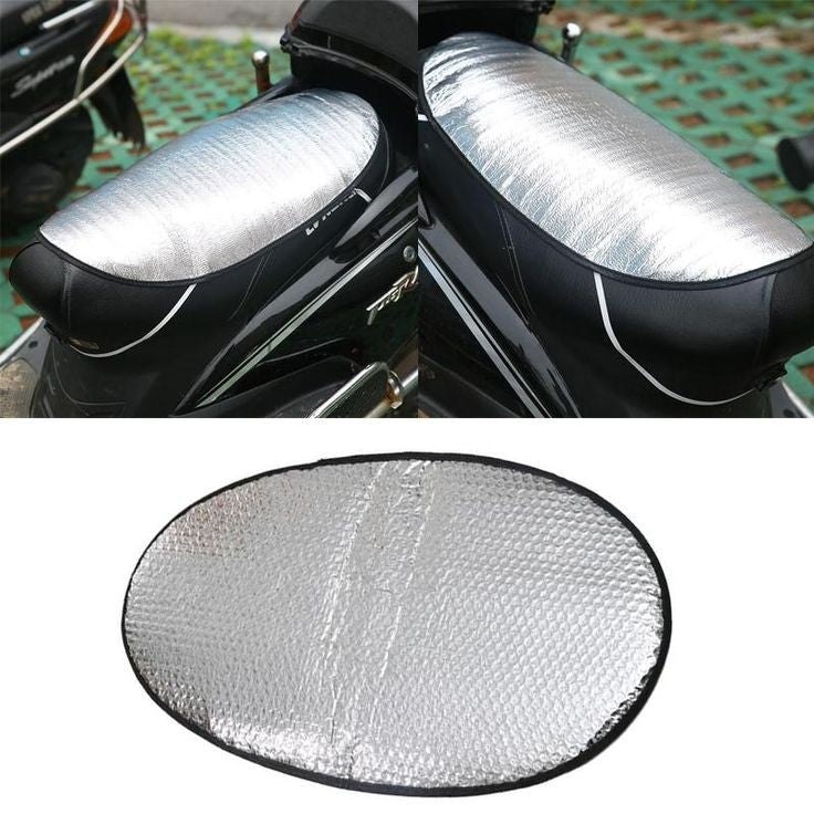 Reflective scooter seat cover heat shield pad for motorcycle and scooter seats