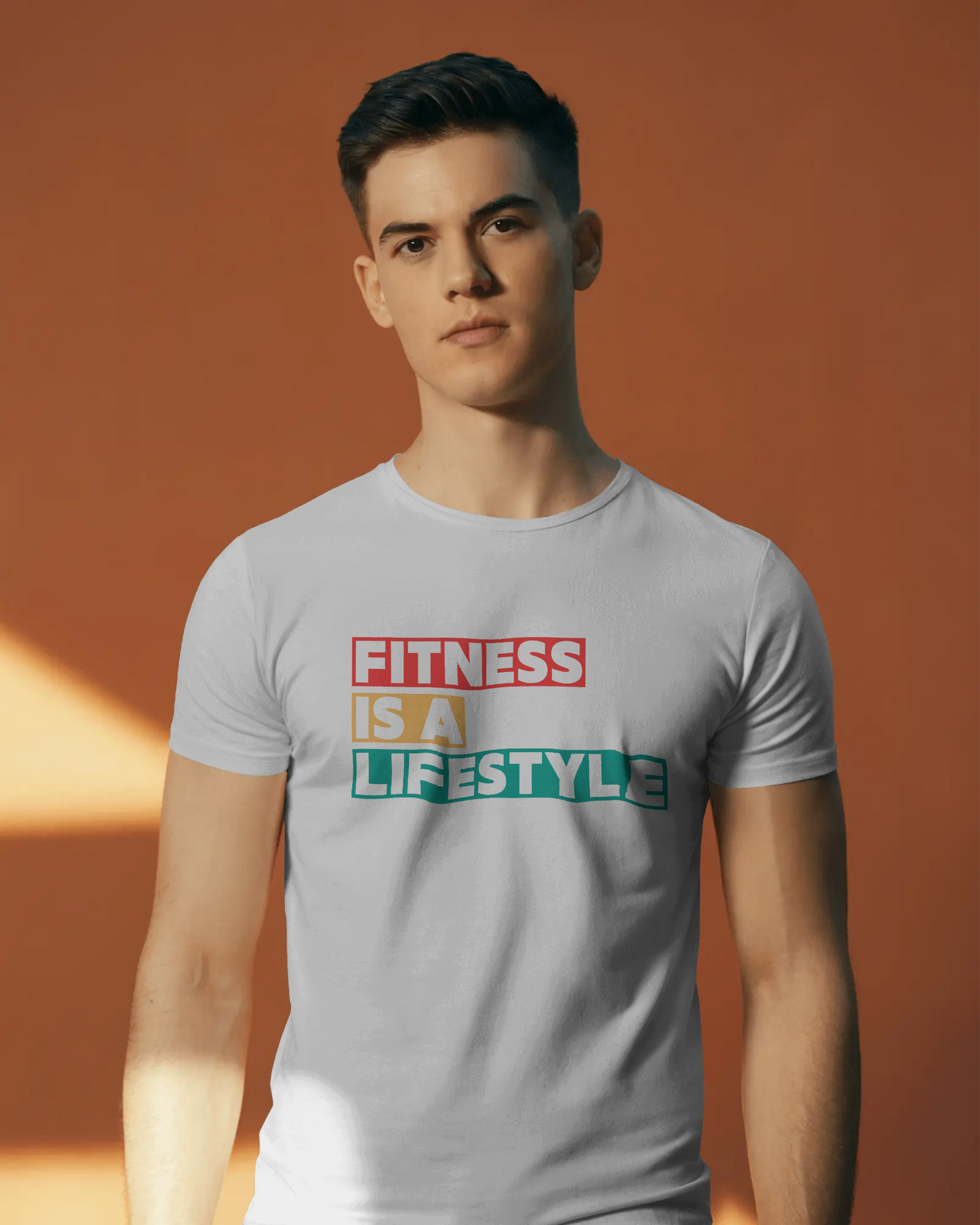 Comfortable oversized cotton gym t‑shirt for men with bold fitness print