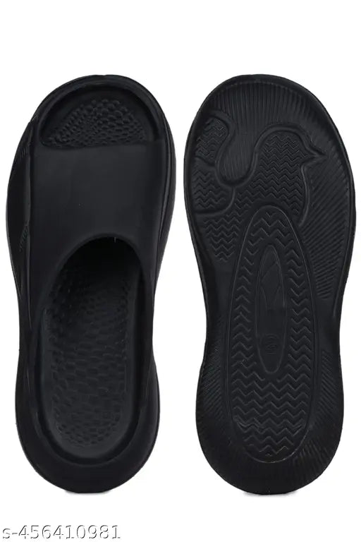 Comfortable EVA sliders with non-slip rubber sole in black