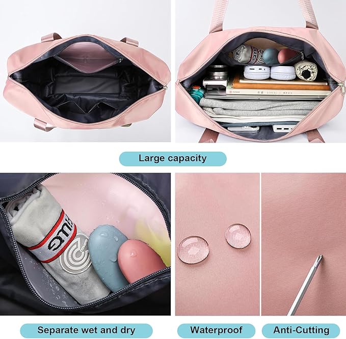 Large weekend travel bag with dual handles and expandable base