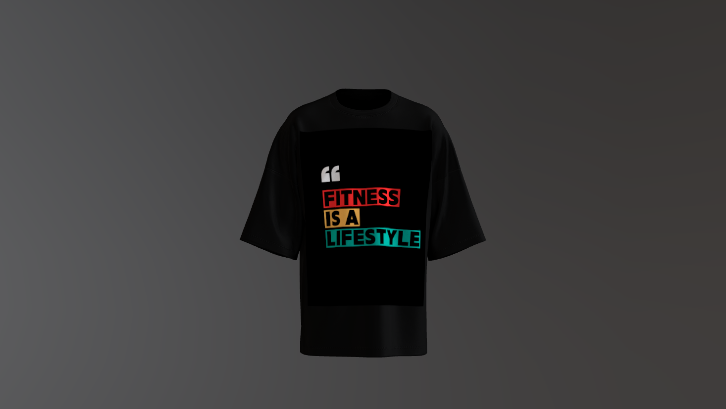 Men’s fitness oversized t‑shirt in white with bold graphic print and relaxed workout fit
