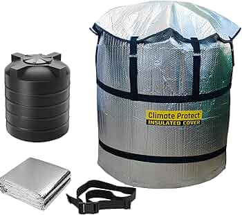 Universal tank cover installed with Velcro straps and belt on rooftop tank