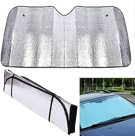 Foldable reflective windshield sunshade for car with heat and UV protection