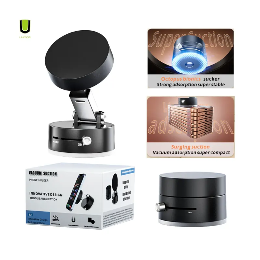 Compact magnetic auto rotative phone holder for content creators