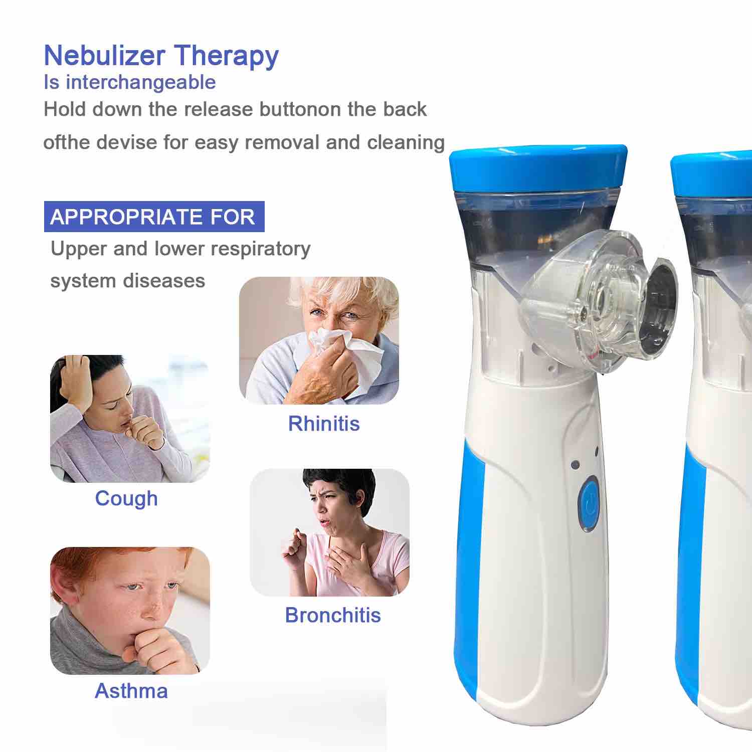 Close-up showing USB-C charging port on portable nebulizer