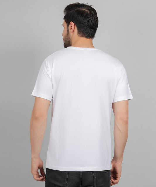 Men's White Graphic Printed Cotton T-Shirt