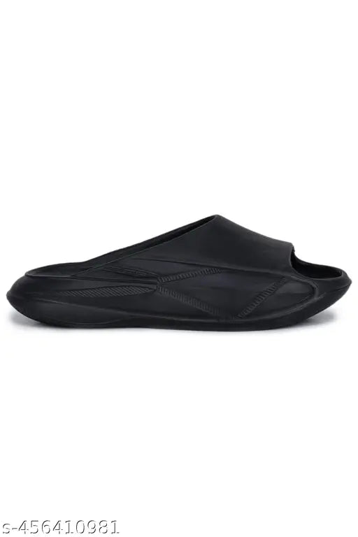Durable black sliders with textured grip sole for men