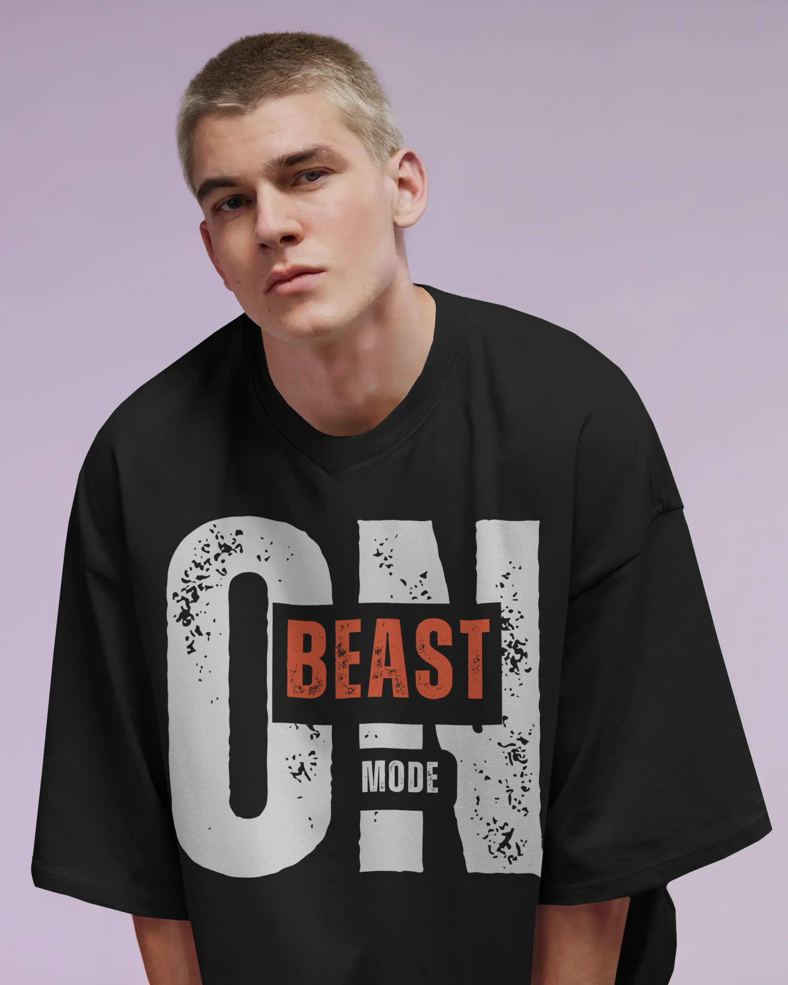 Comfortable oversized cotton t-shirt for men with bold chest print