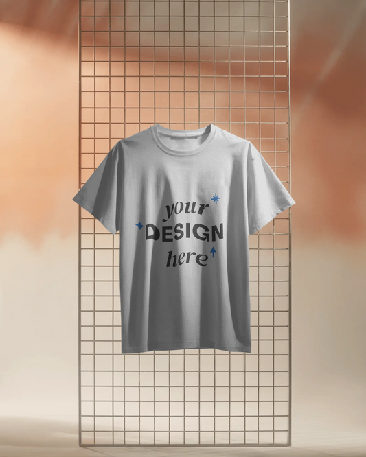 Front view of white cotton t‑shirt ready for custom print design